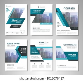 Blue presentation template set for business annual report, corporate marketing,  corporate report, creative flyer and leaflet, advertising, brochure,  banner, slideshow, booklet, background.