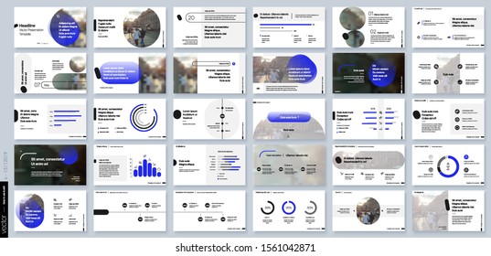 Blue presentation templates elements on a white background. Vector infographics. Use in Presentation, flyer and leaflet, corporate report, marketing, advertising, annual report, banner.