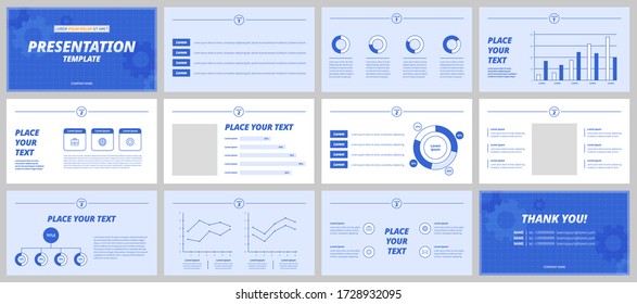 Blue presentation templates elements on a white background. Vector infographics. Use in Presentation, flyer and leaflet, corporate report, marketing, advertising, annual report, banner.