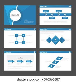 Blue presentation templates Infographic elements flat design set for brochure flyer leaflet marketing advertising