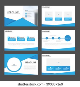 Blue presentation templates Infographic elements flat design set for brochure flyer leaflet marketing advertising