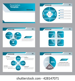 Blue presentation templates Infographic elements flat design set for brochure flyer leaflet marketing