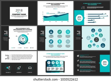Blue presentation templates and infographics elements, business icons. Use for business annual report, flyer, corporate marketing, leaflet, advertising, brochure, modern style.