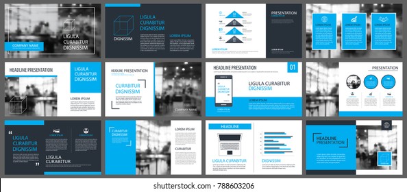 Blue presentation templates and infographics elements background. Use for business annual report, flyer, corporate marketing, leaflet, advertising, brochure, modern style.