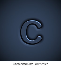 Blue pressed font, vector