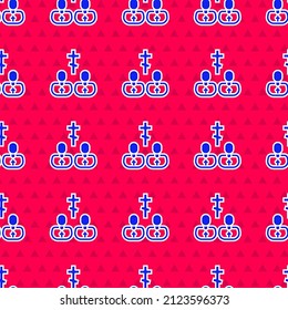 Blue Priest icon isolated seamless pattern on red background.  Vector