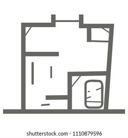 Blue Print Interior Map icon. Real Estate Icon In Vector Illustration.