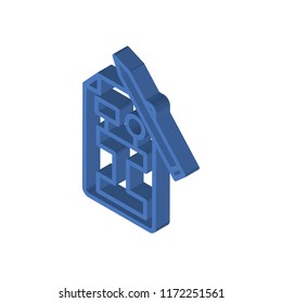 blue print isometric left top view 3D icon