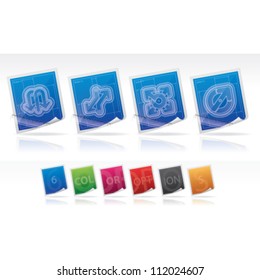 "Blue print" vector arrows icons illustrating a moving directions.