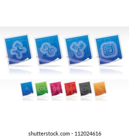 "Blue print" vector arrows icons illustrating a moving directions.