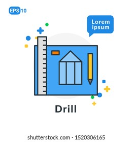Blue PrintConstruction Tool Flat icon . Used For web, logo, mobile app, User Interface and Infographic