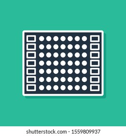 Blue Printed circuit board PCB icon isolated on green background.  Vector Illustration