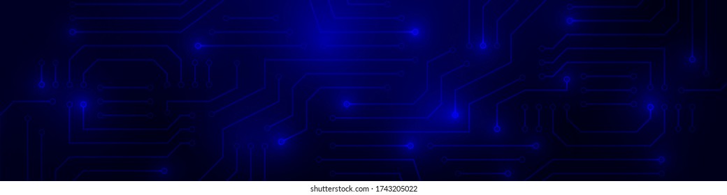 Blue printed circuit board technology background. The concept of innovative high-tech communications. Digital technology and engineering.