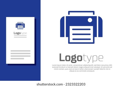 Blue Printer icon isolated on white background. Logo design template element. Vector