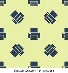 Blue Printer icon isolated seamless pattern on white background.  Vector Illustration