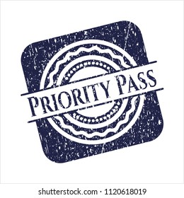 Blue Priority Pass distressed grunge seal