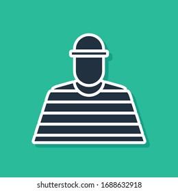 Icono del Prisionero Azul aislado en fondo verde. Ilustración vectorial