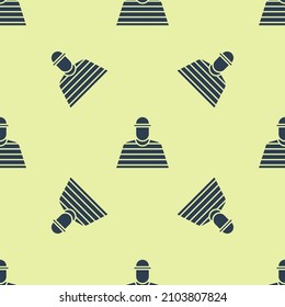 Blue Prisoner icon isolated seamless pattern on yellow background.  Vector Illustration