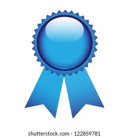 Blue prize ribbon on white