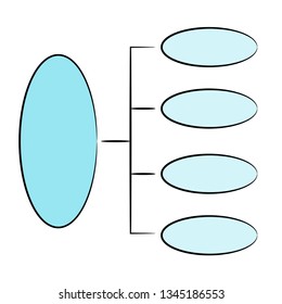 blue process diagram and hierarchy chart for presentation template, hand drawn theme