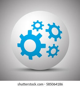 Blue Process icon on white sphere