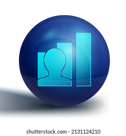 Blue Productive human icon isolated on white background. Idea work, success, productivity, vision and efficiency concept. Blue circle button. Vector