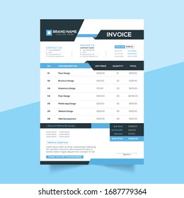 Blue Professional Business invoice template design