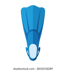 Blue Professional Diving Flipper Isolated on White Background, Snorkeling and Scuba Diving Equipment