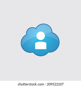 Blue profile icon, isolated on gray background 