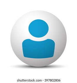 Blue Profile icon on sphere on white background