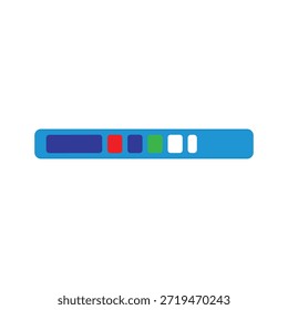 Blue progress bar with colorful segments on white background digital graphic illustration