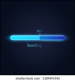 Blue progress loading bar vector illustration, technology concept