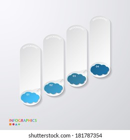 blue progress paper banners with speech bubble / infographics template / numbered banners / graphic or website layout vector