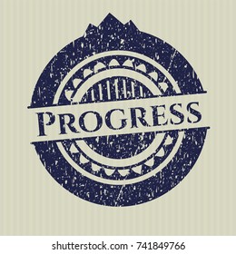 Blue Progress rubber grunge stamp