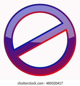 Blue Prohibition sign 3D Icon at the white background. Do Not Symbol for your Business Presentation. Vector Isolated illustration
