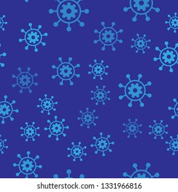 Blue Project management icon isolated seamless pattern on blue background. Hub and spokes and gear solid icon. Vector Illustration