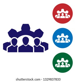 Blue Project team base icon isolated on white background. Business analysis and planning, consulting, team work, project management. Developers. Set color icon in circle buttons. Vector Illustration