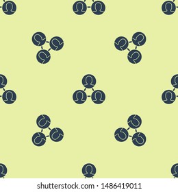 Blue Project team base icon isolated seamless pattern on yellow background. Business analysis and planning, consulting, team work, project management.  Vector Illustration