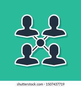 Blue Project team base icon isolated on green background. Business analysis and planning, consulting, team work, project management.  Vector Illustration