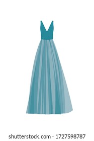 Blue prom dress. vector illustration