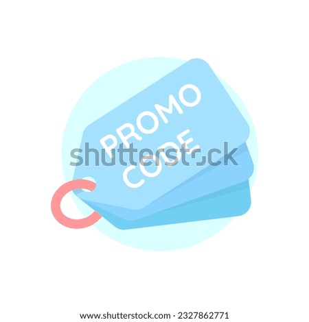 Blue promo code, discount, sale iocns on a white background. Flat design illustration. Vector graphics