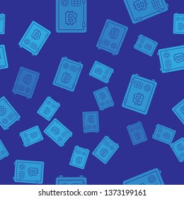 Blue Proof of stake icon isolated seamless pattern on blue background. Cryptocurrency economy and finance collection. Vector Illustration Blue Proof of stake icon isolated seamless pattern on blue background. Cryptocurrency economy and finance collection. Vector Illustration