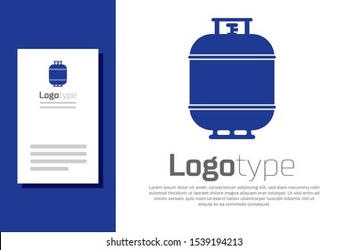 Blue Propane gas tank icon isolated on white background. Flammable gas tank icon. Logo design template element. Vector Illustration