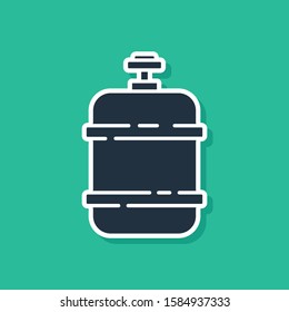 Blue Propane gas tank icon isolated on green background. Flammable gas tank icon.  Vector Illustration