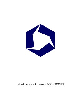 Blue Propeller Hexagon Shape Logo Illustration Design. Vector EPS 10.