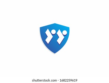 blue protected body vector logo design template