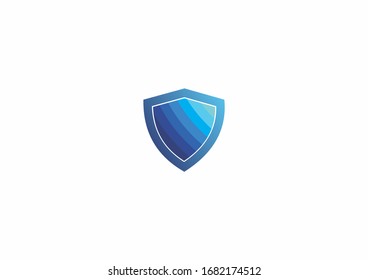 Blue protection shield logo vector illustration. Shield protection abstract logo