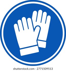 Blue protective gloves safety icon.