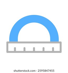 Blue Protractor Graphic Tool for Geometry Class