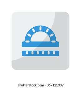 Blue Protractor Ruler icon on grey rounded square button on white